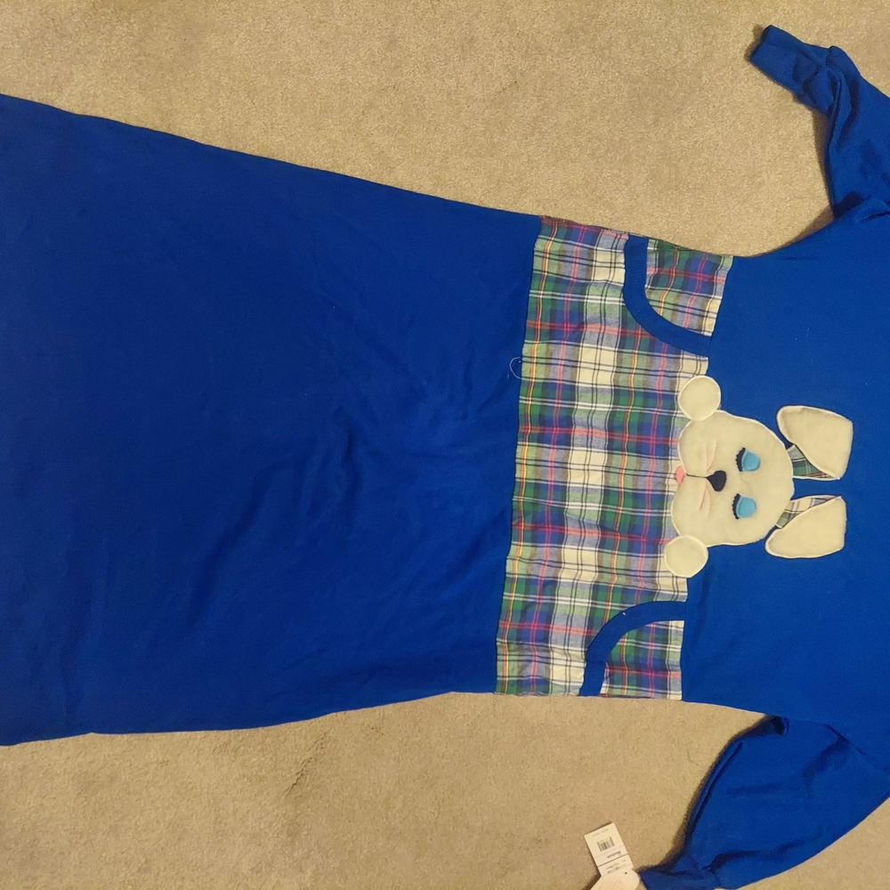 Adonna Royal Blue Plaid Bunny Nightgown